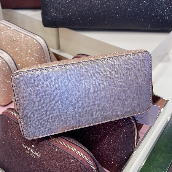 Kate Spade Shimmy glitter fabric cosmetic makeup bag - Picture 5 of 6